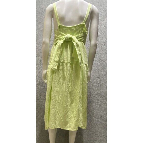 New Ava & Viv Seersucker Lime Sundress Women 1X Sash Empire Waist Smocking - Picture 2 of 11